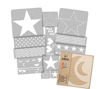 NAKLEO Stencil di Pittura per Bambini, Set di 14 Pezzi da 9x12 a 23x34cm Cielo Stella Figura, Modelli Plastica e Riutilizzabili di Stanza Decorazione, Sagome DIY Fai-da-te, Mobili Muro Legno