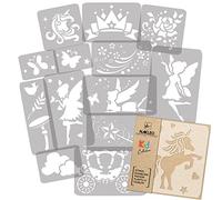 NAKLEO Stencil di Pittura per Bambini, Set di 14 Pezzi da 9x12 a 23x34cm Magia Fata Unicorno, Modelli Plastica e Riutilizzabili di Stanza Decorazione, Sagome DIY Fai-da-te, Mobili Muro Legno