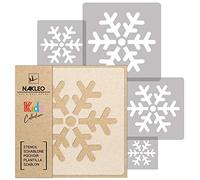 NAKLEO Stencil di Pittura per Bambini, Set di 5 Pezzi da 9x9 a 34x34cm Fiocco Di Neve, Modelli Plastica e Riutilizzabili di Stanza Decorazione, Sagome DIY Fai-da-te, Mobili Muro Legno