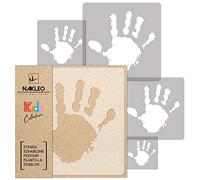 NAKLEO Stencil di Pittura per Bambini, Set di 5 Pezzi da 9x9 a 34x34cm Mano Stampa Umano, Modelli Plastica e Riutilizzabili di Stanza Decorazione, Sagome DIY Fai-da-te, Mobili Muro Legno