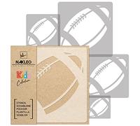NAKLEO Stencil di Pittura per Bambini, Set di 5 Pezzi da 9x9 a 34x34cm Pallone Rugby Sport, Modelli Plastica e Riutilizzabili di Stanza Decorazione, Sagome DIY Fai-da-te, Mobili Muro Legno