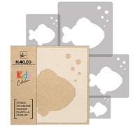NAKLEO Stencil di Pittura per Bambini, Set di 5 Pezzi da 9x9 a 34x34cm Pesce Pagliaccio Nemo, Modelli Plastica e Riutilizzabili di Stanza Decorazione, Sagome DIY Fai-da-te, Mobili Muro Legno