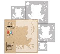 NAKLEO Stencil di Pittura per Bambini, Set di 5 Pezzi da 9x9 a 34x34cm Rettile Rospo Rana, Modelli Plastica e Riutilizzabili di Stanza Decorazione, Sagome DIY Fai-da-te, Mobili Muro Legno