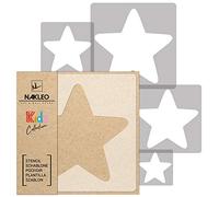 NAKLEO Stencil di Pittura per Bambini, Set di 5 Pezzi da 9x9 a 34x34cm Stella Bandiera Cinque Punte, Modelli Plastica e Riutilizzabili di Stanza Decorazione, Sagome DIY Fai-da-te, Mobili Muro Legno