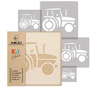 NAKLEO Stencil di Pittura per Bambini, Set di 5 Pezzi da 9x9 a 34x34cm Trattore Campagna Fattoria, Modelli Plastica e Riutilizzabili di Stanza Decorazione, Sagome DIY Fai-da-te, Mobili Muro Legno