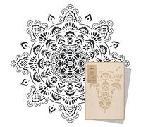 NAKLEO Stencil Mandala per Pittura Diametro 197cm-XXL, Boho Modello per Pareti Grandi Dimensioni, Plastica e Riutilizzabile Fai Da Te Artigianato, Muro Legno Tessuto Mobili