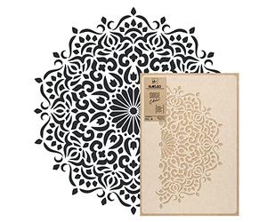 NAKLEO Stencil Mandala per Pittura Diametro 59cm-M, Cerchio Geometrico Orientale Modello per Pareti Grandi Dimensioni, Plastica e Riutilizzabile Fai Da Te Artigianato, Muro Legno Tessuto Mobili