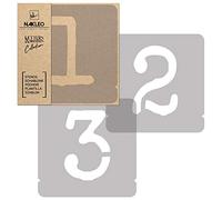 NAKLEO Stencil Numeri per Pittura 12 Pezzi Set, 10cm Cifre e Segni Typewriter Carattere, Stampini Plastica e Riutilizzabile, Modello Artigianato Fai da te, Pareti Muro Legno Tessuto