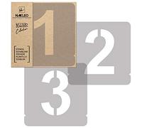 NAKLEO Stencil Numeri per Pittura 12 Pezzi Set, 14cm Cifre e Segni Modern Sans Carattere, Stampini Plastica e Riutilizzabile, Modello Artigianato Fai da te, Pareti Muro Legno Tessuto