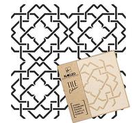 NAKLEO Stencil per Piastrelle per Pittura 10x10cm, Mazara Spagnolo Linee Moresco Marocchino, Modello Geometrico Plastica e Riutilizzabile, Fai Da Te Decorazioni Casa, Pavimento Pareti Muro Legno