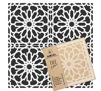NAKLEO Stencil per Piastrelle per Pittura 20x20cm, Vilar Spagnolo Marocchino Moresco Stella, Modello Geometrico Plastica e Riutilizzabile, Fai Da Te Decorazioni Casa, Pavimento Pareti Muro Legno