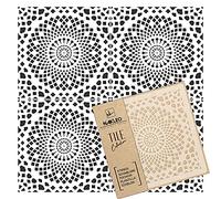 NAKLEO Stencil per Piastrelle per Pittura 33x33cm, Alamo Tradizionale Cerchio Pizzo, Modello Geometrico Plastica e Riutilizzabile, Fai Da Te Decorazioni Casa, Pavimento Pareti Muro Legno