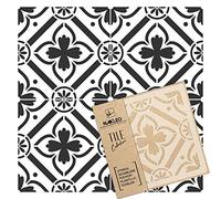 NAKLEO Stencil per Piastrelle per Pittura 60x60cm, Romeira Spagnolo Floreale Marocchino, Grande Modello Geometrico Plastica e Riutilizzabile, Fai Da Te Decorazioni Casa, Pavimento Pareti Muro Legno