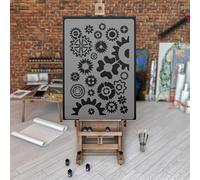 NAKLEO Stencil per Pittura 59x95cm, Fabbrica Ingranaggi Pignone Modello per Pareti Grandi Dimensioni, Plastica e Riutilizzabile Fai Da Te Artigianato Decorazioni Casa, Muro Legno Tessuto Mobili