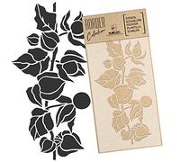 NAKLEO Stencil per Pittura di Bordi 21x45cm, Fiore Lanterna Cinese, Modelli Striscia Plastica e Riutilizzabili per Dipengere di Angoli, Fai da te Arte Decorazioni Casa, Pareti Muro Legno Mobili