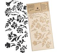 NAKLEO Stencil per Pittura di Bordi 21x45cm, Fiori di Campo, Modelli Striscia Plastica e Riutilizzabili per Dipingere di Angoli, Fai da te Arte Decorazioni Casa, Pareti Muro Legno Mobili