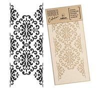 NAKLEO Stencil per Pittura di Bordi 21x45cm, Ornamento Damasco Classico, Modelli Striscia Plastica e Riutilizzabili per Dipengere di Angoli, Fai da te Arte Decorazioni Casa, Pareti Muro Legno Mobili