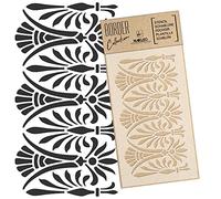 NAKLEO Stencil per Pittura di Bordi 21x45cm, Ornamento Greco Classico, Modelli Striscia Plastica e Riutilizzabili per Dipengere di Angoli, Fai da te Arte Decorazioni Casa, Pareti Muro Legno Mobili