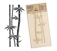NAKLEO Stencil per Pittura di Bordi 45x95cm, Bambù Foglie Floreale, Modelli Striscia Plastica e Riutilizzabili per Dipengere di Angoli, Fai da te Arte Decorazioni Casa, Pareti Muro Legno Mobili