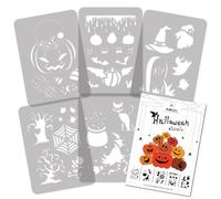 NAKLEO Stencil per Pittura di Halloween, Set di 5 Pezzi 21x30cm, Zucca Strega Pipistrello Modelli Plastica e Riutilizzabili di Casa Decorazione, Sagome DIY Fai-da-te, Mobili Muro Legno Porte Finestre