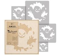NAKLEO Stencil per Pittura di Halloween, Set di 5 Pezzi da 9x9 a 34x34cm, Fantasma Modelli Plastica e Riutilizzabili di Casa Decorazione, Sagome DIY Fai-da-te, Mobili Muro Legno Porte Finestre