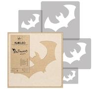NAKLEO Stencil per Pittura di Halloween, Set di 5 Pezzi da 9x9 a 34x34cm, Pipistrello Modelli Plastica e Riutilizzabili di Casa Decorazione, Sagome DIY Fai-da-te, Mobili Muro Legno Porte Finestre