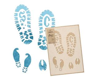 NAKLEO Stencil per Pittura di Natale, 30x42cm Orme di Babbo Elfo Renna Modelli Natalizi Plastica e Riutilizzabili, Spruzzare Neve Artificiale, Disegno DIY Decorazione Finestra Pareti Porta Legno Carte