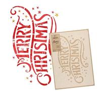 NAKLEO Stencil per Pittura di Natale, 43x64cm Buon Natale, Modelli Natalizi Plastica e Riutilizzabili, Spruzzare Neve Artificiale, Disegno DIY Decorazione Finestra Pareti Porta Legno Carte