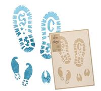 NAKLEO Stencil per Pittura di Natale, 43x64cm Orme di Babbo Elfo Renna Modelli Natalizi Plastica e Riutilizzabili, Spruzzare Neve Artificiale, Disegno DIY Decorazione Finestra Pareti Porta Legno Carte