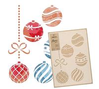 NAKLEO Stencil per Pittura di Natale, 43x64cm Palle di Natale, Modelli Natalizi Plastica e Riutilizzabili, Spruzzare Neve Artificiale, Disegno DIY Decorazione Finestra Pareti Porta Legno Carte