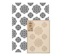 NAKLEO Stencil per Pittura Grandi Dimensioni 59x95cm, Jaipur Ornamento Damasco Geometrico Modello per Pareti, Plastica e Riutilizzabile Fai Da Te Carta da Parati Decorazioni Casa, Muro Legno Mobili