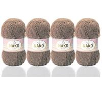 NAKO Paris - Filato per lavoro a maglia, filato per uncinetto, acrilico, scialle invernale, cappello e sciarpa, 4 matassine (pallina), 40% acrilico di alta qualità, 60% poliammide per matassa/gomitolo