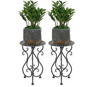 NAKUPE Supporti per piante in metallo, confezione da 2, moderni piedistalli singoli alti 43,2 cm, resistenti, per interni, esterni, patio, balcone, soggiorno, giardino, nero