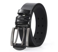 NALANY Cintura con Buchi Cinture Fibbia a 2 Fori con Occhiello 3,7cm di Larghezza Cinturino in Vita per Jeans, Pantaloni, Tipi di Abbigliamento in Denim(115cm/45, Black)