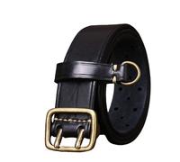 NALANY Doppia Fibbia Cinture in Pelle Casual con Occhiello, Fibbia a Due Punte, Cintura da Lavoro O Occasionale a 3 Fori per Uomini Donne Unisex(125cm/waist:43", Black)