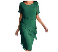NaLatia Abiti da Cerimonia Taglie Forti da Donna Abito da Cocktail con Mantella in Chiffon Abito da Sera al Ginocchio