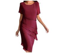 NaLatia Abiti da Cerimonia Taglie Forti da Donna Abito da Cocktail con Mantella in Chiffon Abito da Sera al Ginocchio