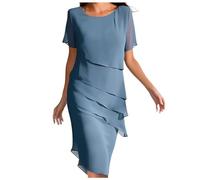 NaLatia Abiti da Cerimonia Taglie Forti da Donna Abito da Cocktail con Mantella in Chiffon Abito da Sera al Ginocchio