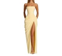 NaLatia Abito da Sera Lungo da Donna, Maxi Abito Senza Maniche, Aderente Chic ed Elegante, con Scollo Quadrato, Abiti da Festa, Aderente con Spaccatura per Cocktail
