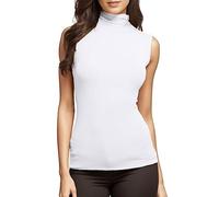 NaLatia Canotta Donna Elegante Lupetto Donna Maglietta da Senza Maniche, Basic con Collo Alto Sottogiacca Top,Dolcevita Smanicato in Tinta Unita,Gilet alla elegante