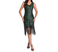 NaLatia Charleston, Abito da Donna Anni '20, con Frange, con Paillettes, Abito da Sera e Paillettes, Senza Maniche, Sexy, per Feste, Elegante, Vintage, da Cocktail