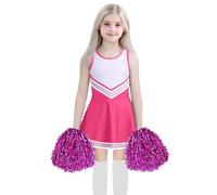NaLatia Costume Cheerleader Bambina, Vestito Cheerleaders Ragazza, Uniforme da Cheerleader con Pon Pon Calzini, Costume da Cheerleaders per Ragazze, Carnevale o Evento Sportivo Scuola Festa Cosplay