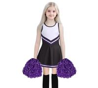 NaLatia Costume Cheerleader Bambina, Vestito Cheerleaders Ragazza, Uniforme da Cheerleader con Pon Pon Calzini, Costume da Cheerleaders per Ragazze, Carnevale o Evento Sportivo Scuola Festa Cosplay