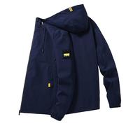 NaLatia Giacca softshell da uomo, impermeabile, antivento, per le mezze stagioni, con cappuccio, vestibilità larga, giacca invernale con lettere, con tasche, comoda giacca a maniche lunghe, giacca
