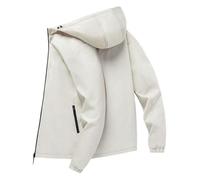 NaLatia Giacca softshell da uomo, impermeabile, antivento, per le mezze stagioni, con cappuccio, vestibilità larga, giacca invernale con lettere, con tasche, comoda giacca a maniche lunghe, giacca