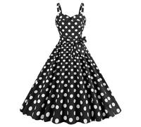 NaLatia Rockabilly, abito da donna vintage anni '50, senza maniche, a pois, stile coctail, alla elegante degli anni '60, con spalline sottili, tunica, per feste, balli, costumi di carnevale