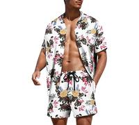 NaLatia Set da uomo hawaiano Beach Hawaii Aloha Party Summer Holiday Fancy Shirt e corto,Completi Estivi Uomo