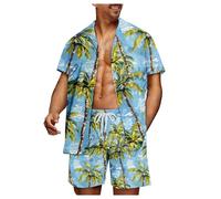 NaLatia Set da uomo hawaiano Beach Hawaii Aloha Party Summer Holiday Fancy Shirt e corto,Completi Estivi