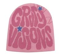 NaLatia Unisex Beanie Y2K Letter Pattern - Cappelli a Maglia Web per Donna Uomo Elastico Cappello Slouchy Graphic Maglia cap Skull cap All'aperto