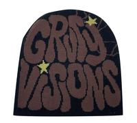 NaLatia Unisex Beanie Y2K Letter Pattern - Cappelli a Maglia Web per Donna Uomo Elastico Cappello Slouchy Graphic Maglia cap Skull cap All'aperto